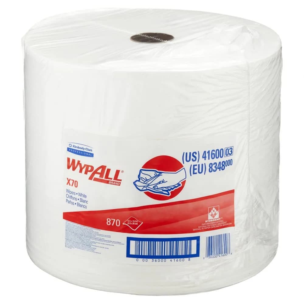 Нетканий матеріал для протирання в рулонах Kimberly-Clark WypAll Х70, білий, 870 листів, 1 рулон - зображення 1