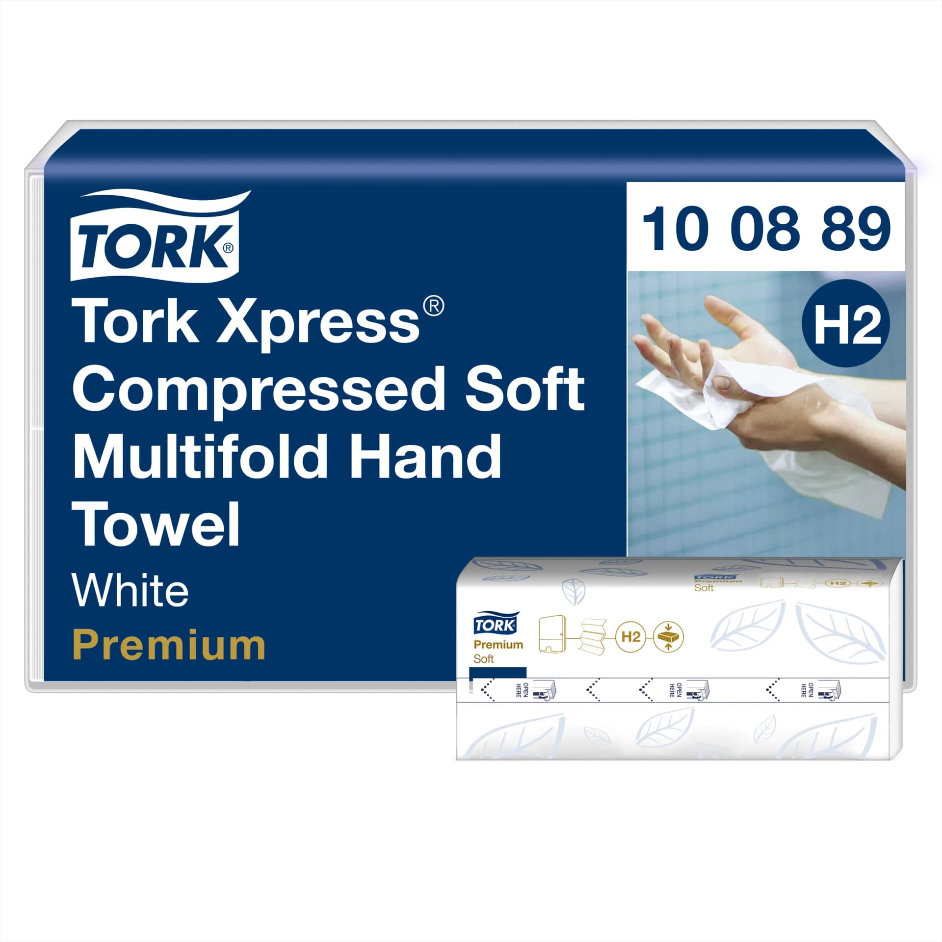 Листові вузькопанельні рушники Tork Xpress Premium Soft складання Multifold, білі, 2 шари, 21х24 см, 225 листів - зображення 1