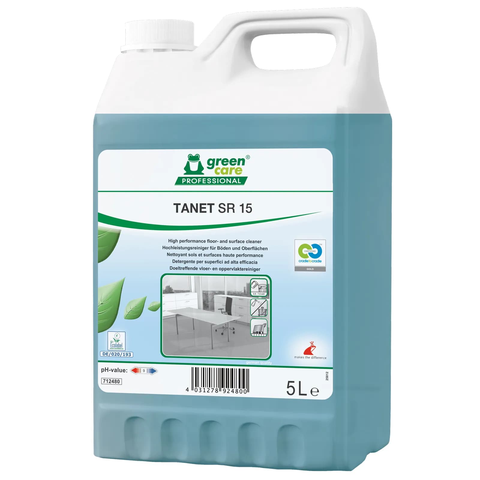 Засіб для очищення водостійких поверхонь Green Care Professional TANET SR 15, 5 л - зображення 1