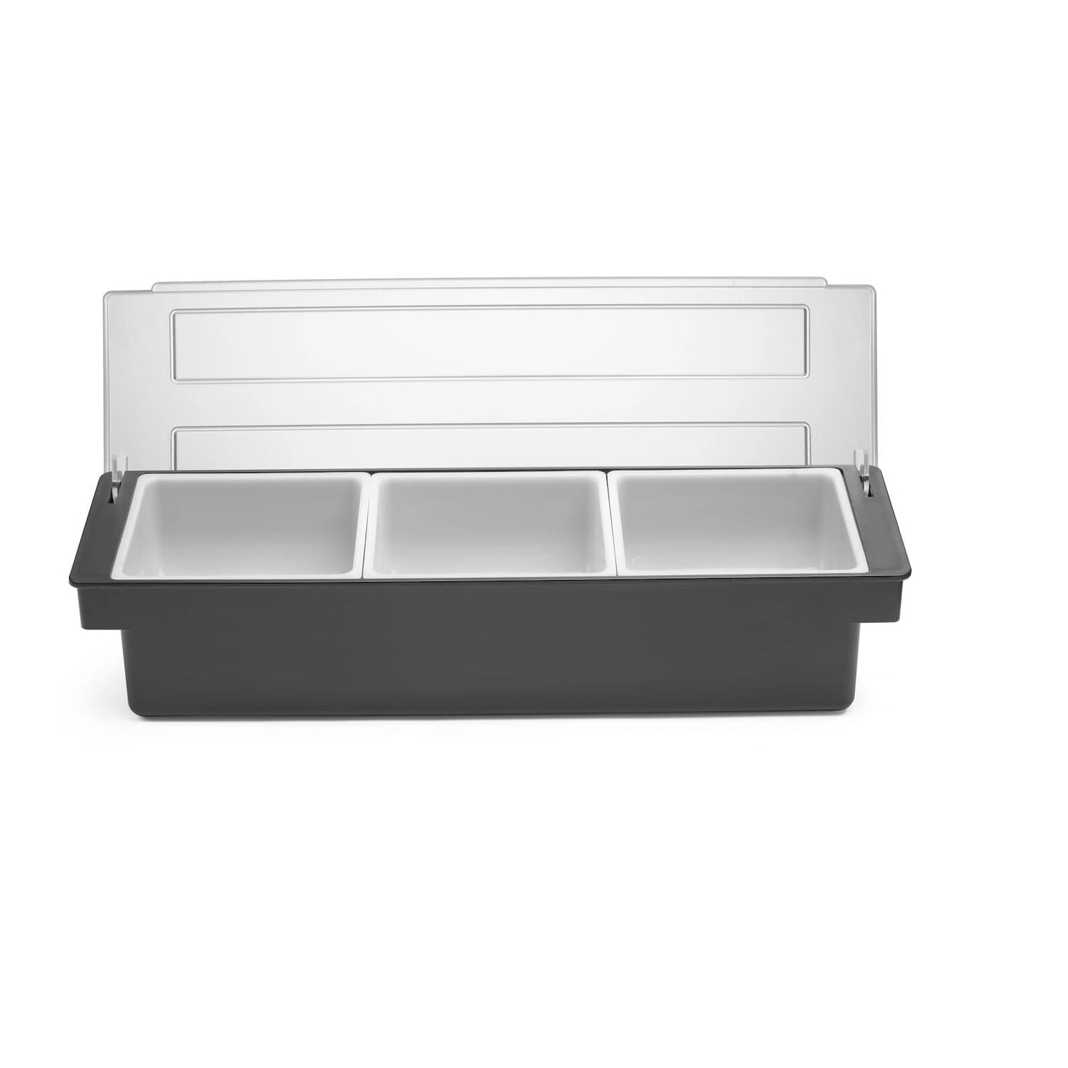 Бокс для інгредієнтів – 3 контейнери, Bar up, Чорний, 480x150x(H)100mm 552018 Hendi ABS (Acrylonitril-butadieen-styrene);HIPS (High Impact Polystyrene);PP (Polypropylene);PS (Polystyrene) - зображення 1