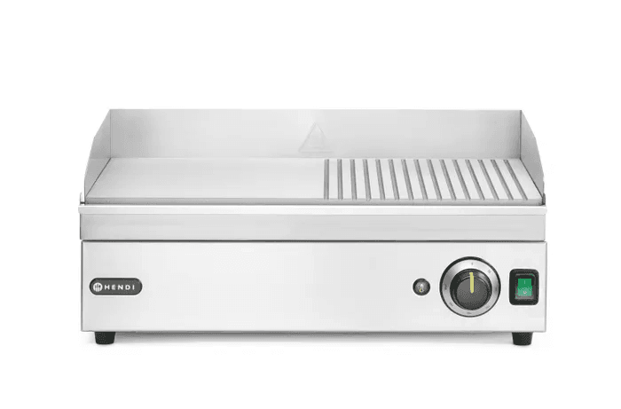 Поверхня для смаження-гриль - 1/2 - гладка, 1/2 - рифлена - Kitchen Line, 20-240В/2400Вт, 527х404х(В)233мм 154946 Hendi Stainless steel - зображення 1