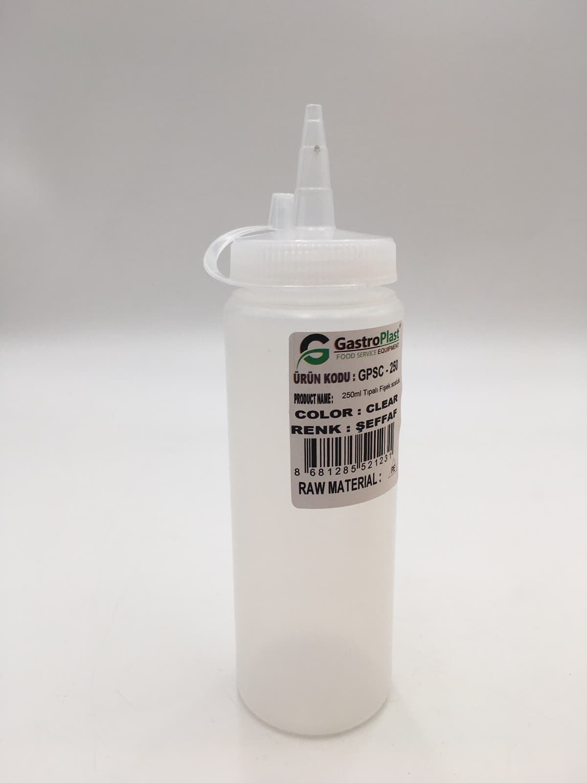 Диспенсер для соусів 250 мл. (прозорий) GPSC--00250R Gastro Plast PE Прозорий, з ковпачком - зображення 1